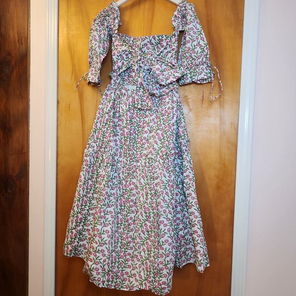 Eddy Women's Olivia Midi Dress in White/Amaranth Floral, Size S, $398 NWT - Picture 5 of 14